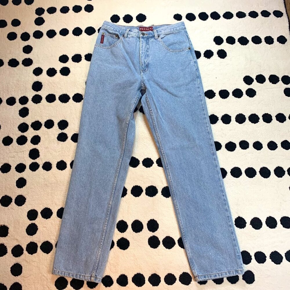 Vintage 90s Nevada Faded Light Wash Denim Straight Leg Dad Jeans